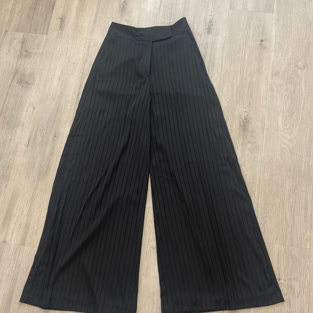Black satin trousers